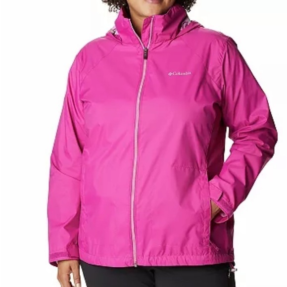 Columbia Pink Full Zip Hooded Lightweight Windbreaker Rain Coat Jacket - Picture 1 of 14